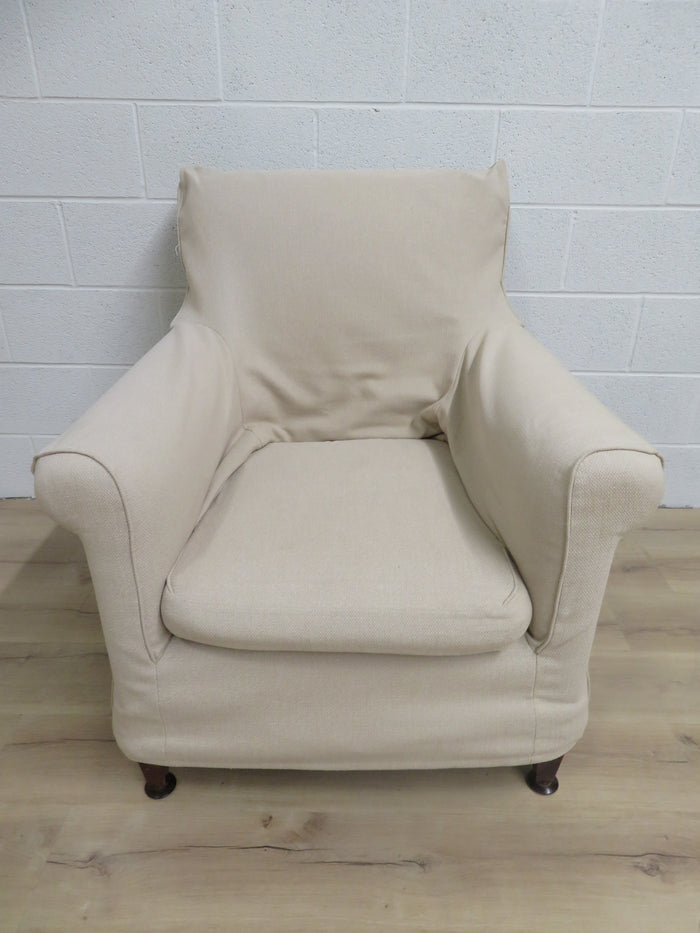32"W Armchair with Beige Slip Cover