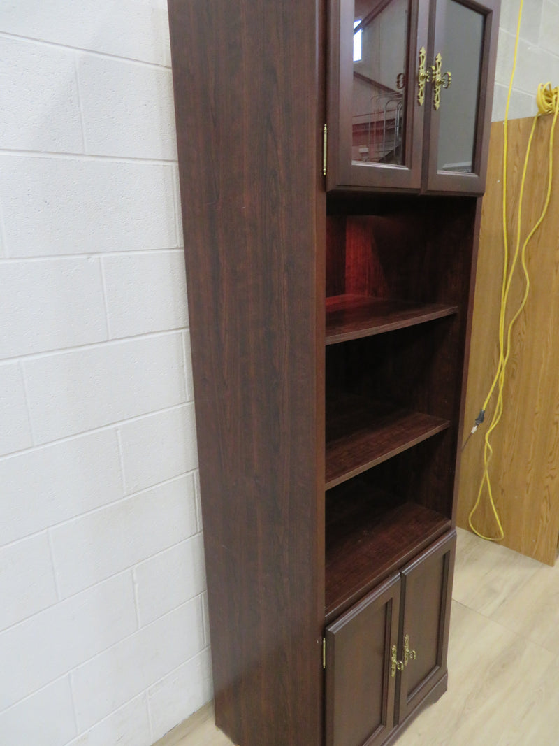 Solid Wood Display Cabinet with Glass Doors and Light