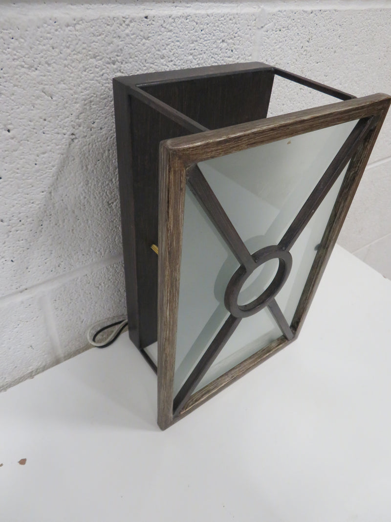 Single Light Faux Wood and Glass Wall Sconce