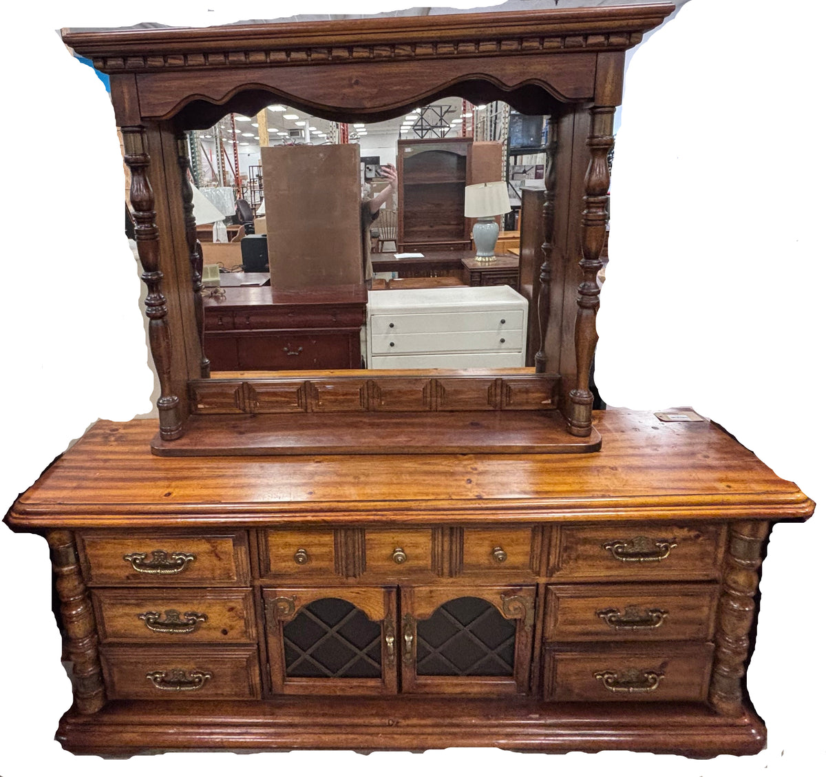 Early American Style Dresser w/ Mirror
