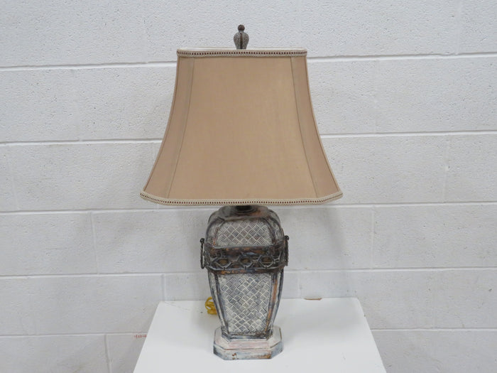 Antique Table Lamp with Retro Rectangle Shade