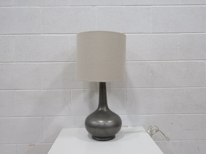 Silver Table Lamp with Linen Drum Shade