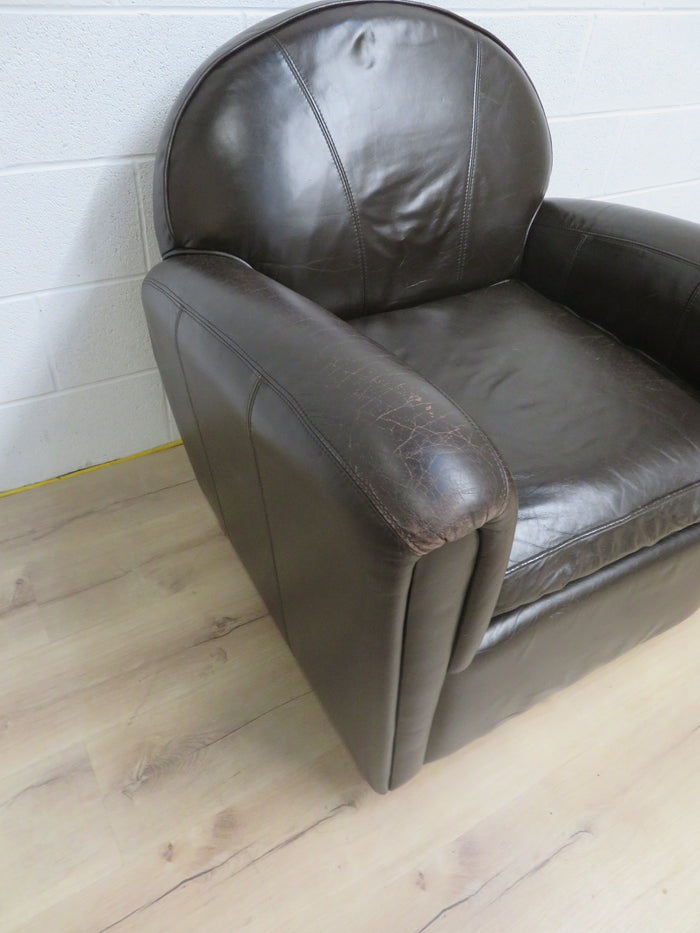 34"W Leather Armchair