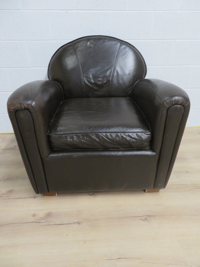 34"W Leather Armchair