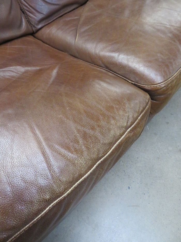 86"W Brown 3-Seat Sofa