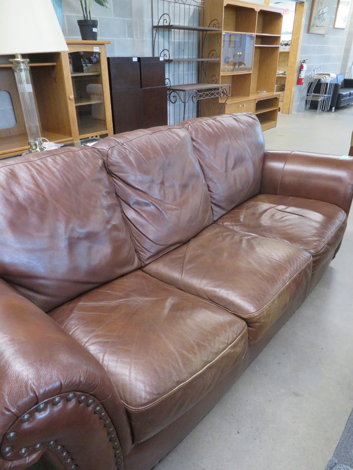 86"W Brown 3-Seat Sofa