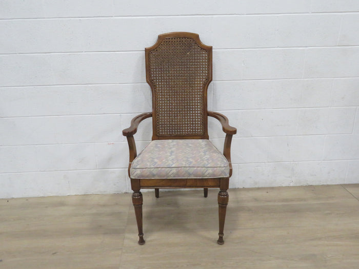 Vintage Wicker Dining Room Chair with Arm Rest