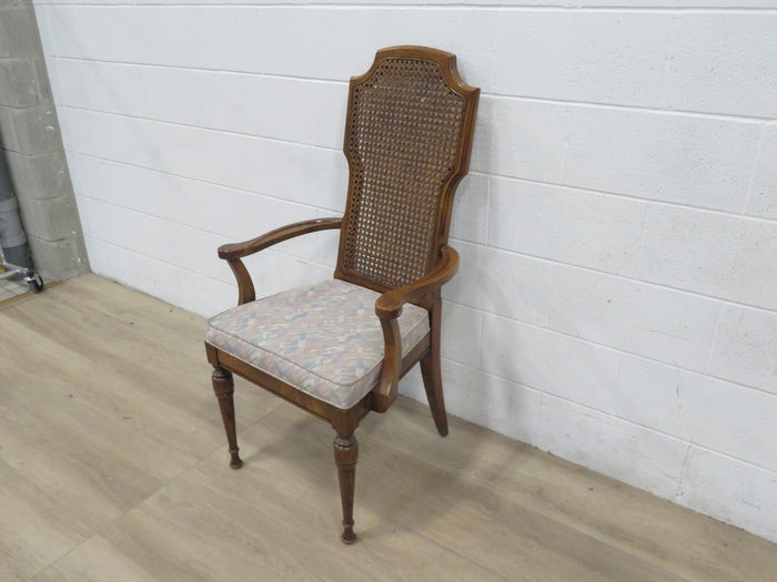 Vintage Wicker Dining Room Chair with Arm Rest
