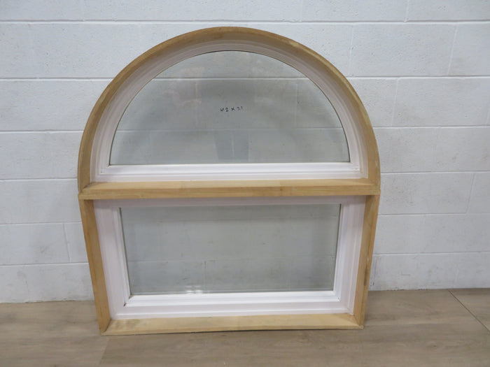 45"H x 42"W Fixed Wooden Frame Window with White Vinyl Exterior