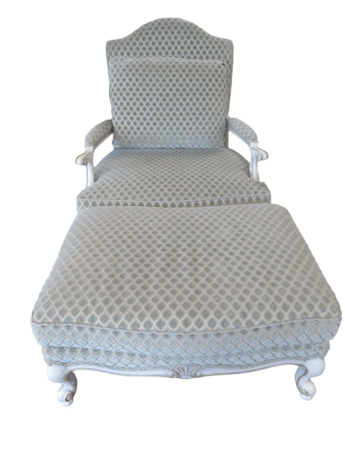 34"W Oversized French Provincial Armchair and Ottoman