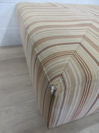 Stripped Brown Fabric Ottoman