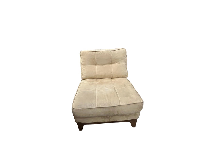 Beige Tufted Armless Club Chair