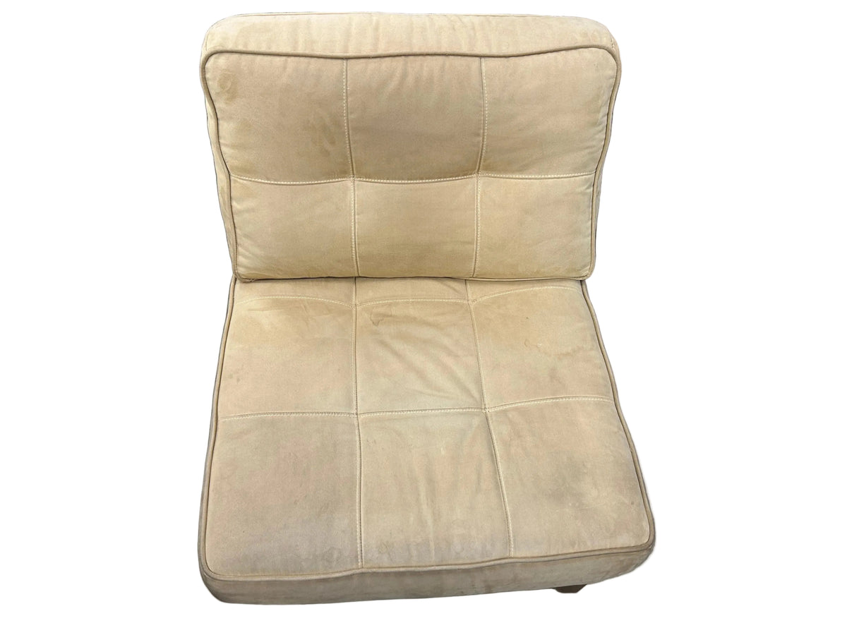 Beige Tufted Armless Club Chair