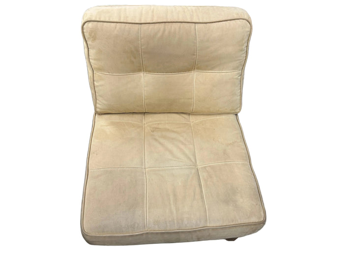 Beige Tufted Armless Club Chair