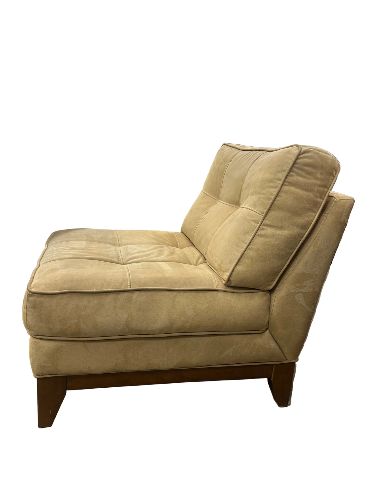 Beige Tufted Armless Club Chair