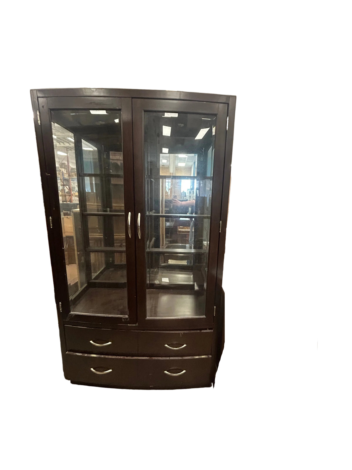 Dark Wood Display Cabinet w Lower Storage