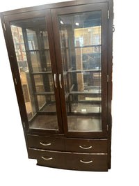 Dark Wood Display Cabinet w Lower Storage
