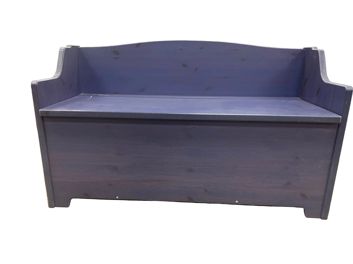 Blue Wooden Entryway Bench w Hidden Storage