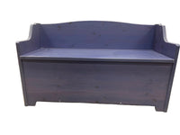 Blue Wooden Entryway Bench w Hidden Storage