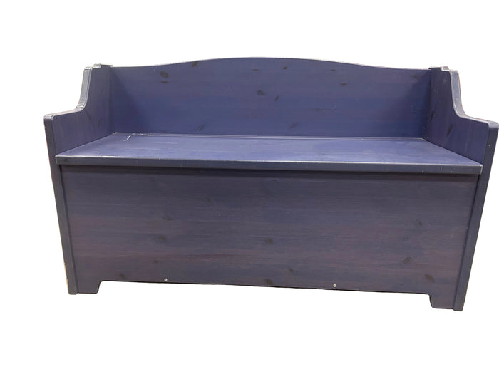 Blue Wooden Entryway Bench w Hidden Storage