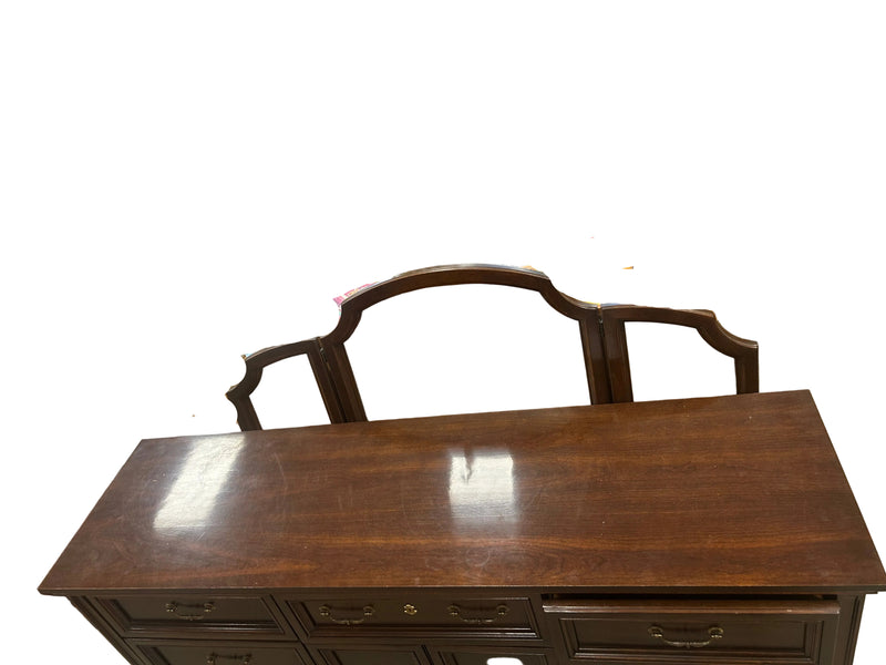 vintage dark wood dresser Vintage Dark Wood Dresser w Arched Mirror – Habitat ReStore GTA