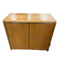 Oak Lateral Filing Cabinet w Lockable Compartment