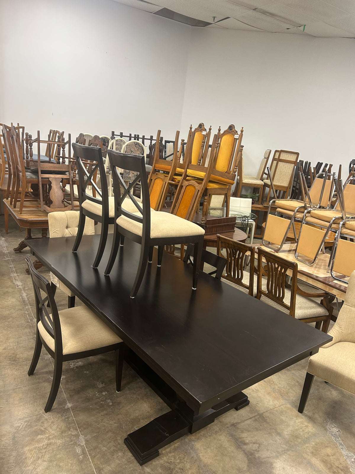 Black Wood Dining Table w 6 Chairs