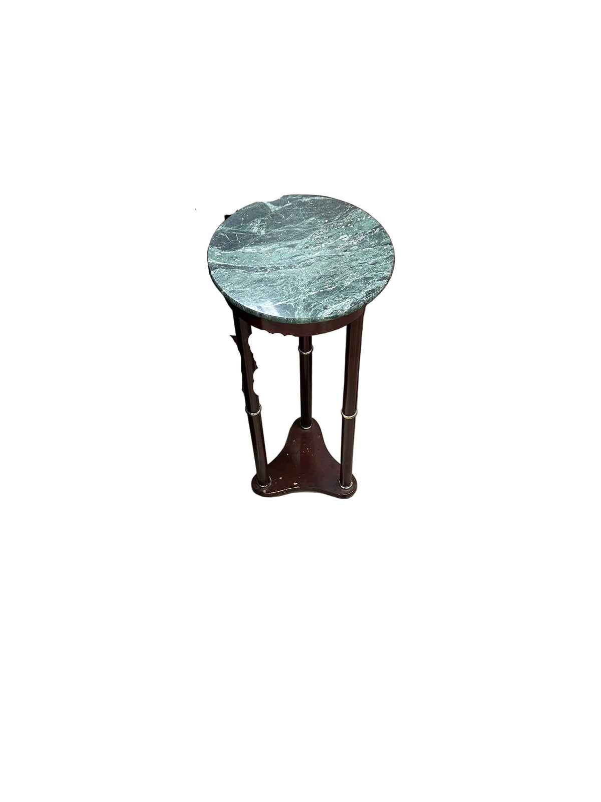 Mahogany Side Table w Forest Green Marble Top