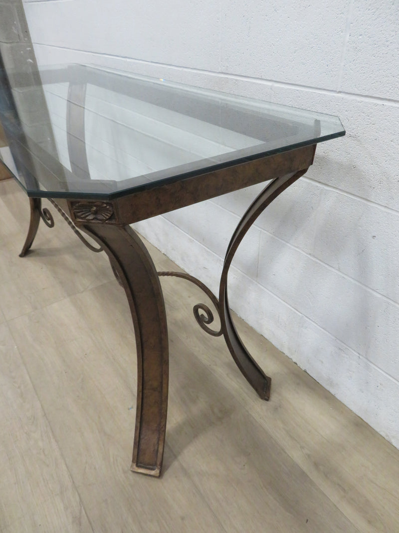 Bronze Console Table with Glass Top