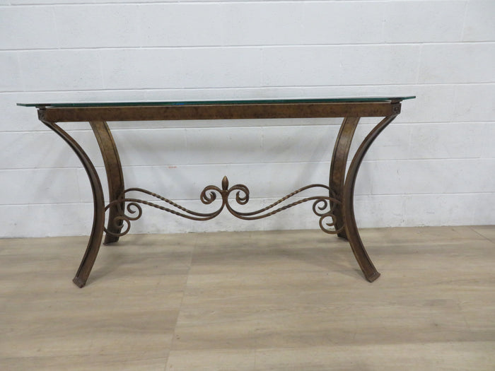 Bronze Console Table with Glass Top