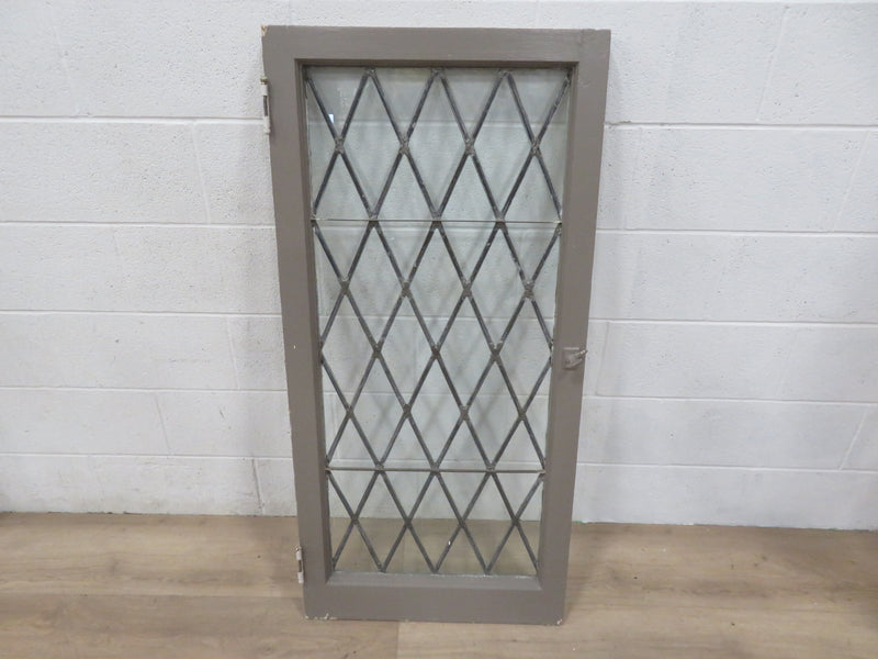 46"H x 22"W Vintage Wooden Window with Leaded Glass