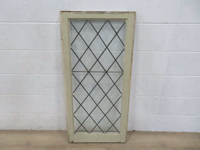 20"W x 42"H Vintage Wooden Window with Leaded Glass