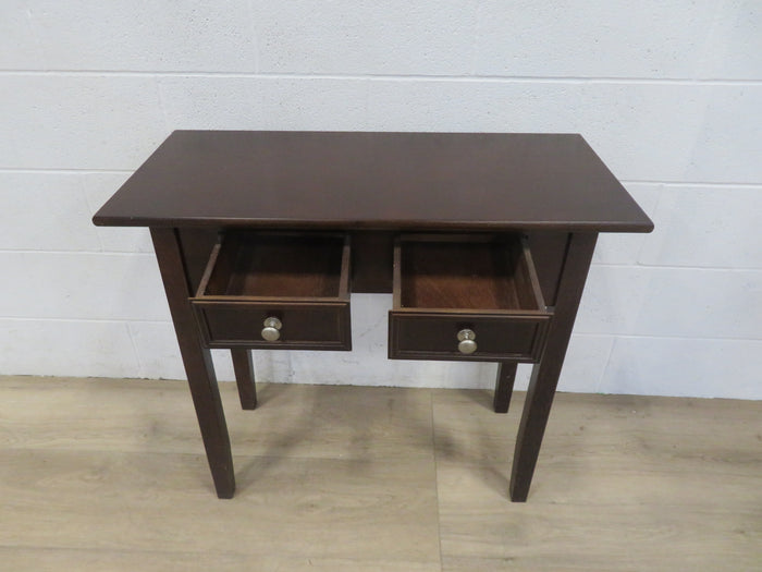 Solid Dark Wood Console Table with Two Drawers