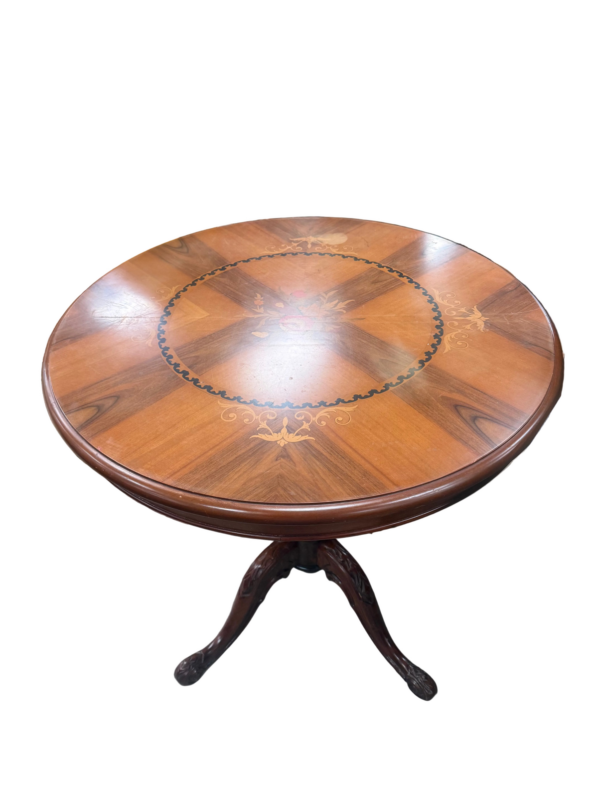 Vintage Round Wooden Pedestal Table