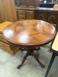 Vintage Round Wooden Pedestal Table