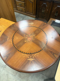 Vintage Round Wooden Pedestal Table
