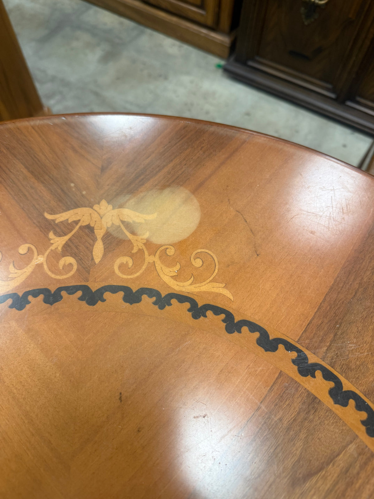 Vintage Round Wooden Pedestal Table