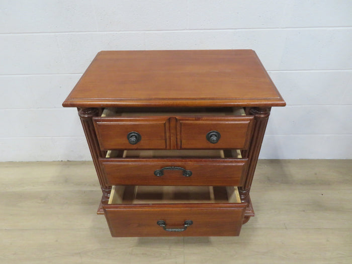 Solid Wood Side Table with Three Drawers
