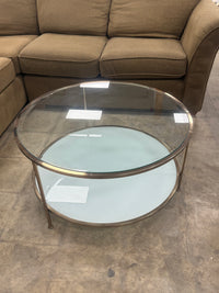 Modern-Styled Round Glass and Metal Coffee Table