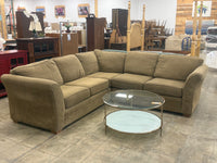 Large Neutral Olive L-Shaped Fabric Sectional Sofa