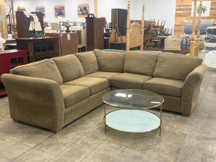 Large Neutral Olive L-Shaped Fabric Sectional Sofa