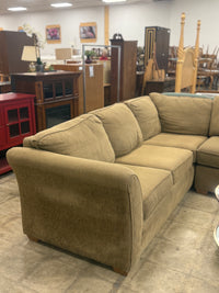 Large Neutral Olive L-Shaped Fabric Sectional Sofa