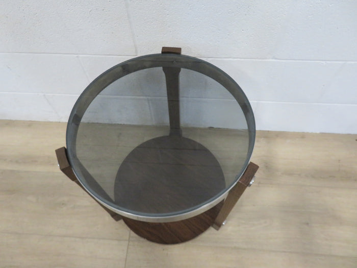 Round End Table with Glass Top