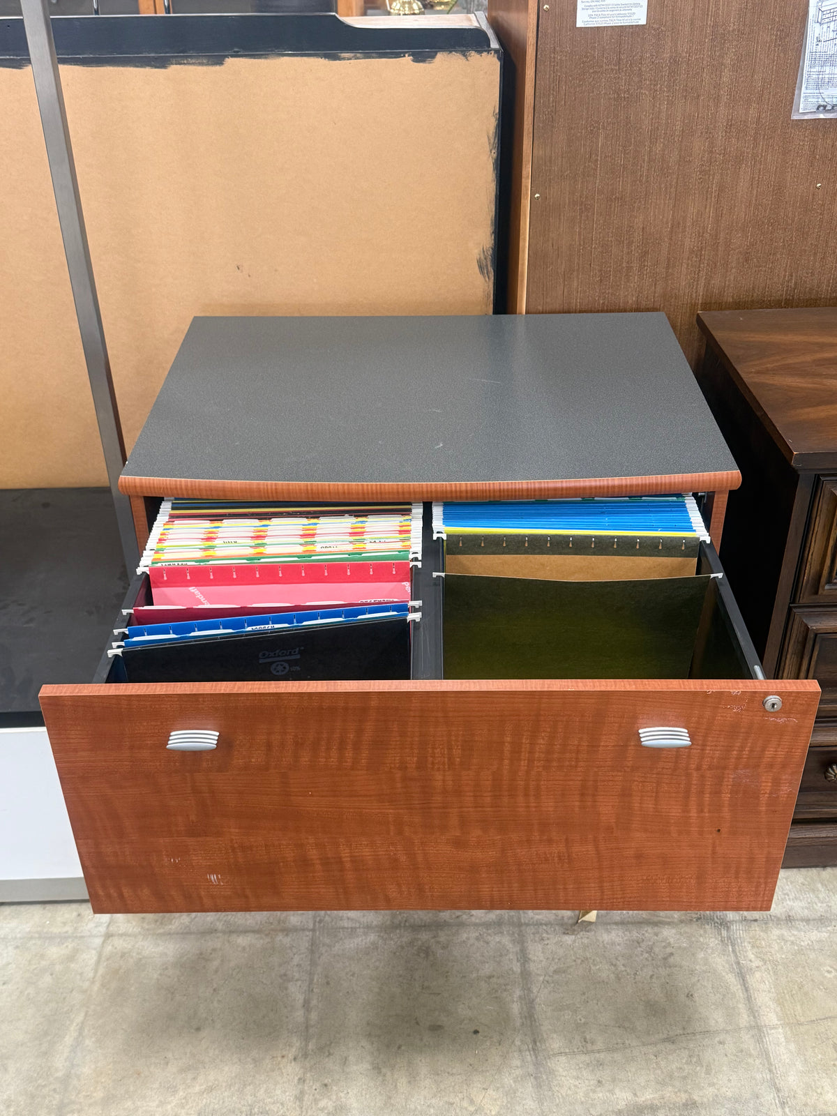Warm Cherry Wood Lateral File Cabinet