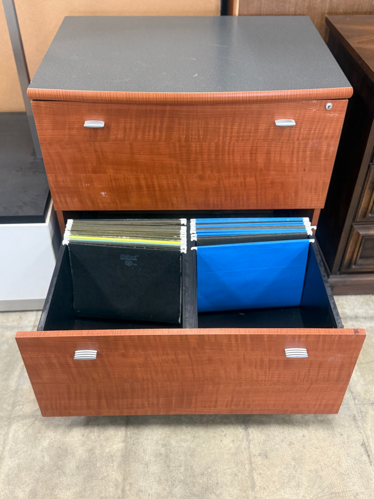 Warm Cherry Wood Lateral File Cabinet