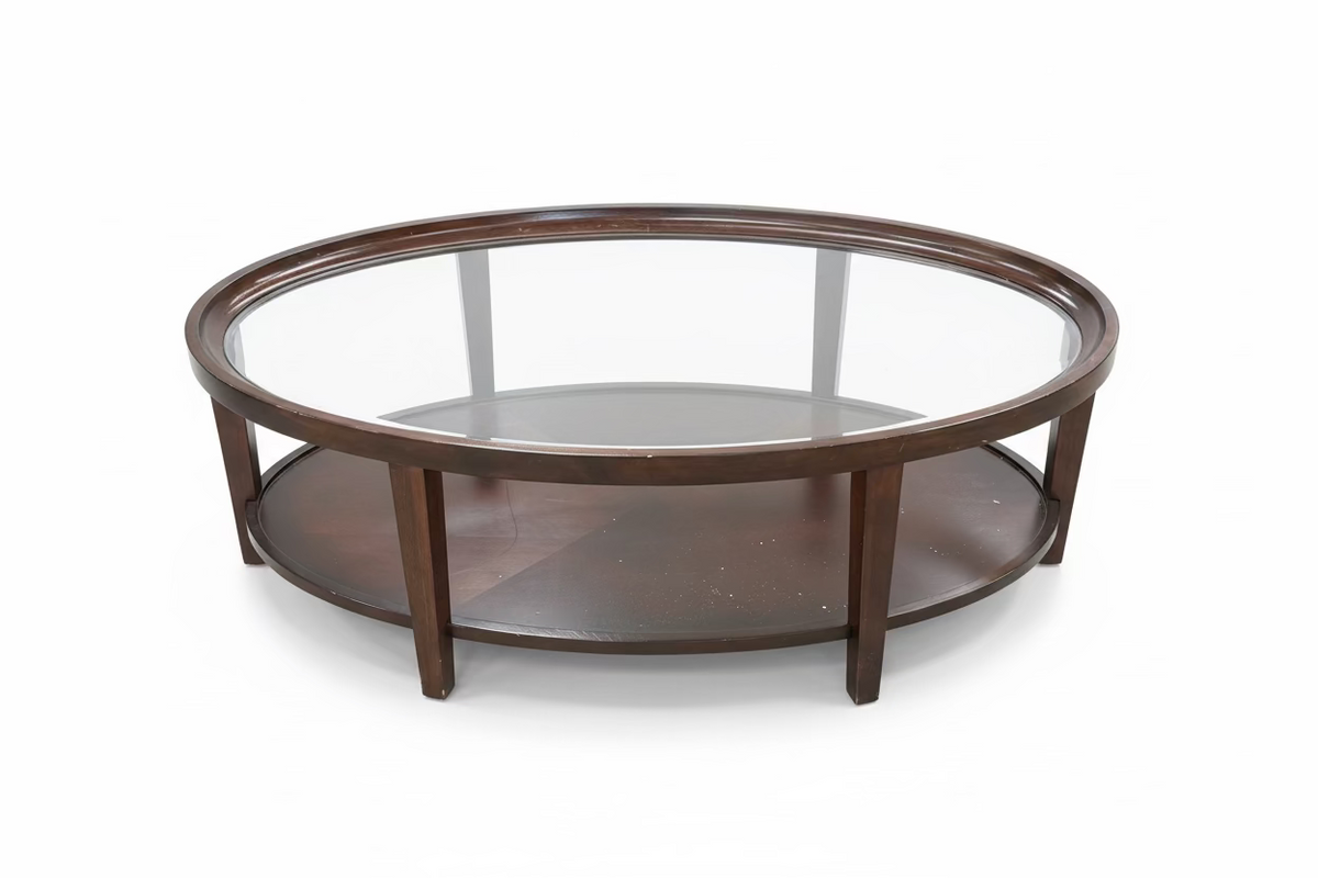 Espresso Brown Oval Shaped Coffee Table