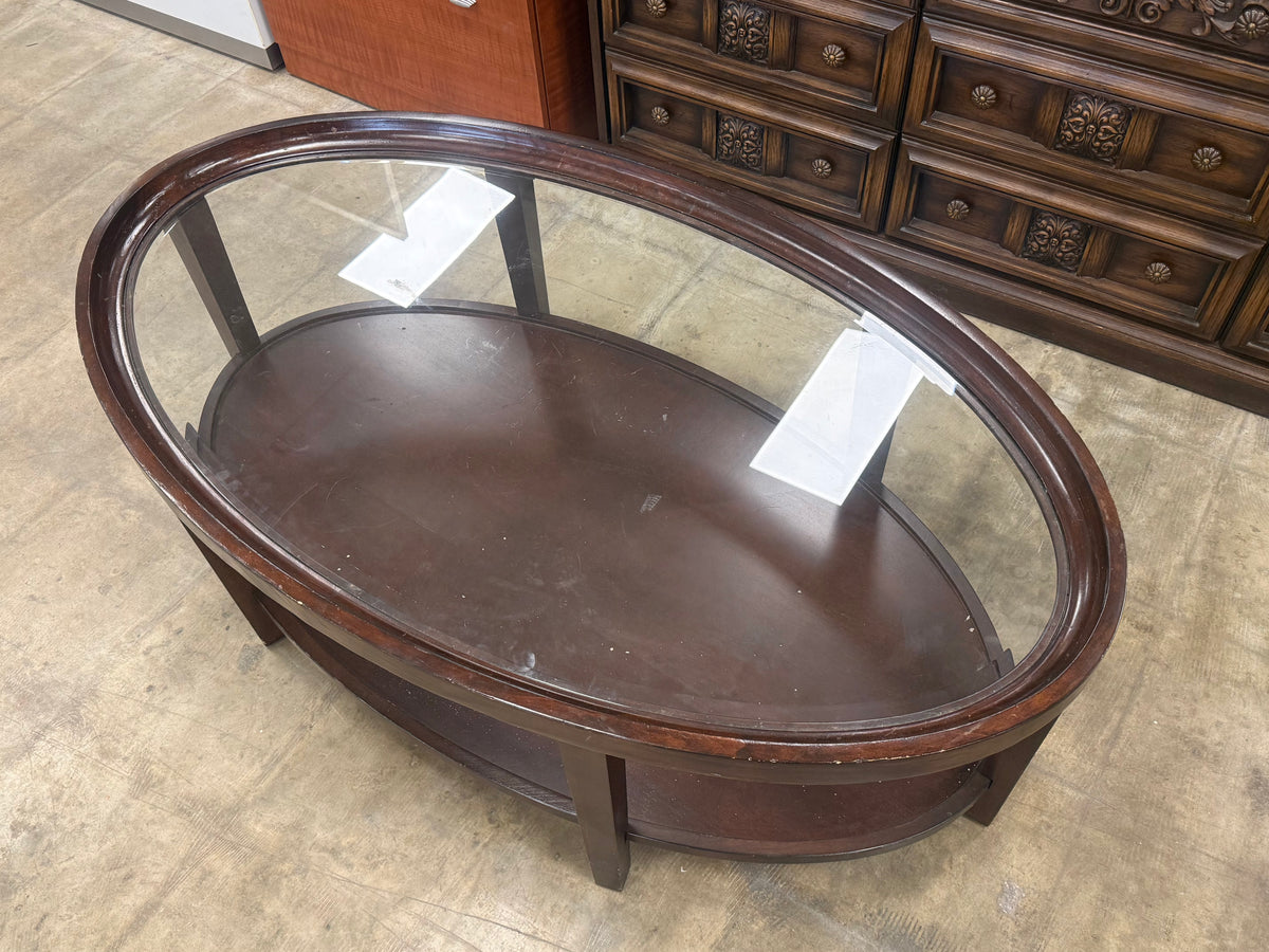 Espresso Brown Oval Shaped Coffee Table