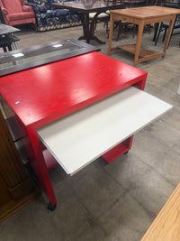 Compact Bright Red Rolling Computer Desk