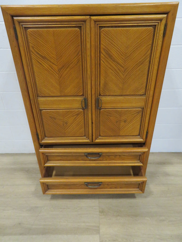 Solid Wood Armoire with Two Lower Drawers
