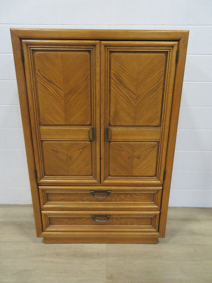 Solid Wood Armoire with Two Lower Drawers